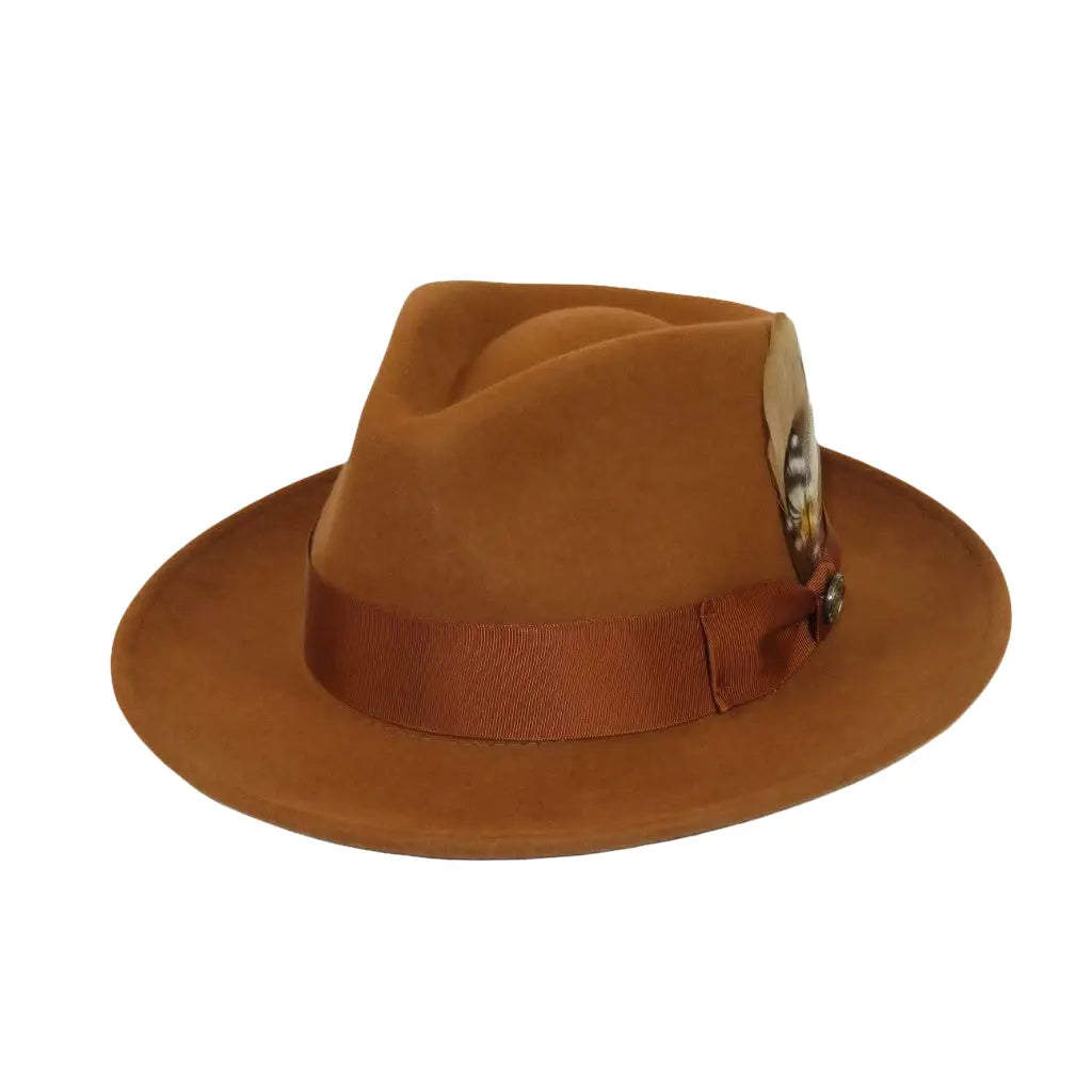 Bruno Capelo Hat Australian Wool Fedora Teardrop Crushable Bel Air BL596 Cognac