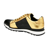 Belvedere Sneakers Blake Genuine Ostrich and Soft Italian Calf Black Gold 33629