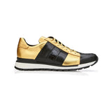 Belvedere Sneakers Blake Genuine Ostrich and Soft Italian Calf Black Gold 33629