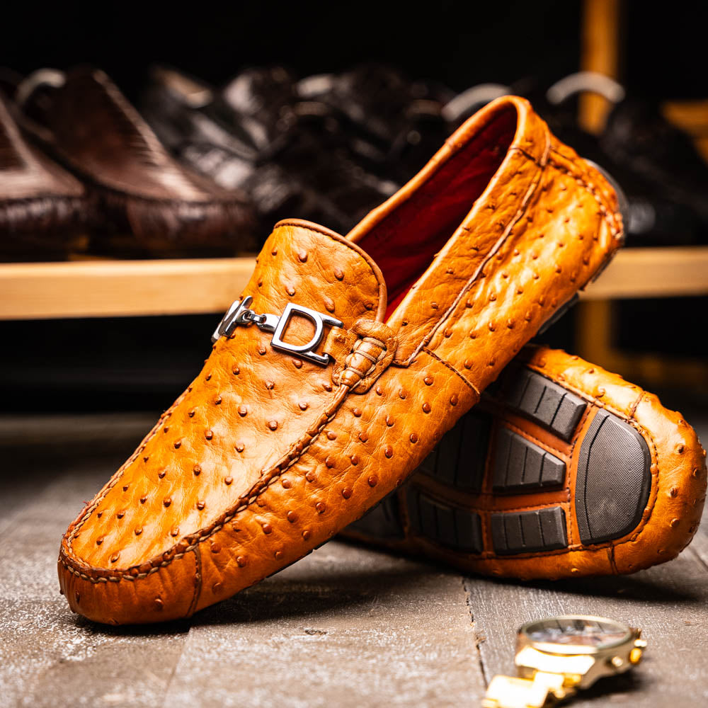 Bolonia Men's Animal Skin Slip On Classic Dress Shoes Brandy