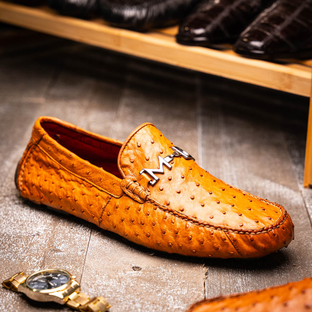Bolonia Men's Animal Skin Slip On Classic Dress Shoes Brandy