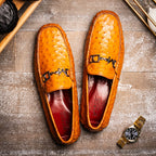 Bolonia Men's Animal Skin Slip On Classic Dress Shoes Brandy