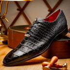 Bono Men's Oxford Shoes Genuine Aligator Leather Black