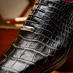 Bono Men's Oxford Shoes Genuine Aligator Leather Black