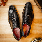 Bono Men's Oxford Shoes Genuine Aligator Leather Black
