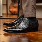 Bono Men's Oxford Shoes Genuine Aligator Leather Black