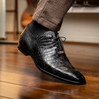 Bono Men's Oxford Shoes Genuine Aligator Leather Black