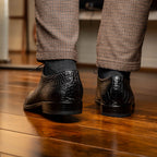 Bono Men's Oxford Shoes Genuine Aligator Leather Black