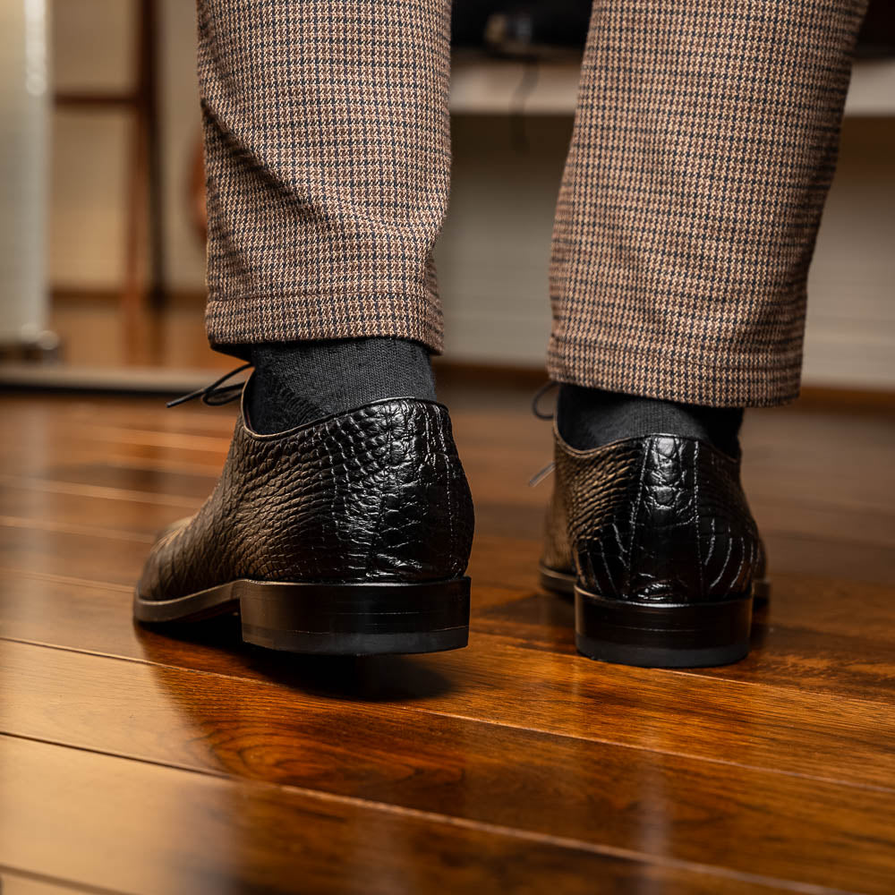 Bono Men's Oxford Shoes Genuine Aligator Leather Black