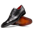 Bono Men's Oxford Shoes Genuine Aligator Leather Black