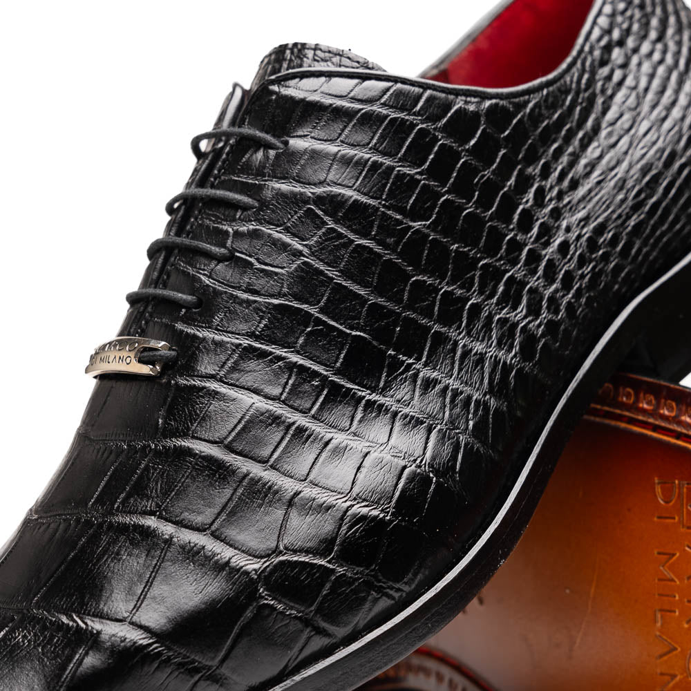 Bono Men's Oxford Shoes Genuine Aligator Leather Black