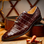 Marco Di Milano Genuine Alligator Oxford Leather Shoes Bono Brown