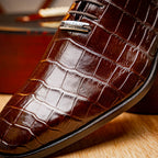 Marco Di Milano Genuine Alligator Oxford Leather Shoes Bono Brown