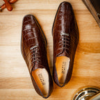 Marco Di Milano Genuine Alligator Oxford Leather Shoes Bono Brown