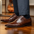 Marco Di Milano Genuine Alligator Oxford Leather Shoes Bono Brown