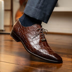 Marco Di Milano Genuine Alligator Oxford Leather Shoes Bono Brown