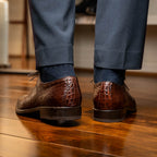 Marco Di Milano Genuine Alligator Oxford Leather Shoes Bono Brown
