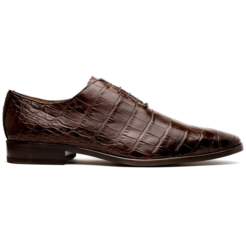 Marco Di Milano Genuine Alligator Oxford Leather Shoes Bono Brown