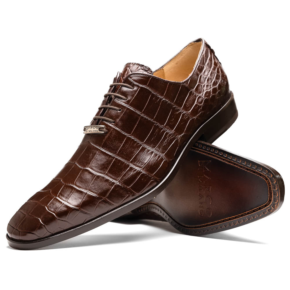 Marco Di Milano Genuine Alligator Oxford Leather Shoes Bono Brown