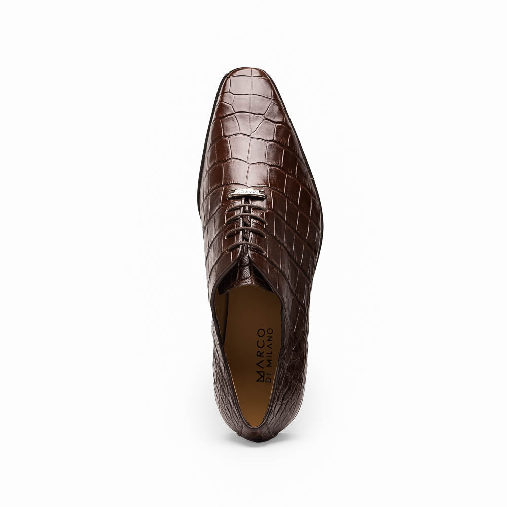 Marco Di Milano Genuine Alligator Oxford Leather Shoes Bono Brown