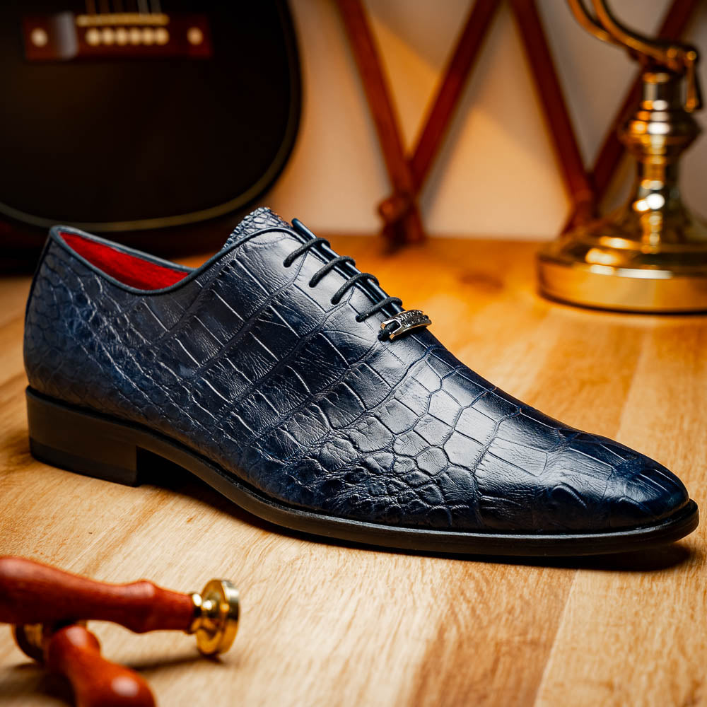 Men's Shoes Bono Genuine Alligator Oxford Navy