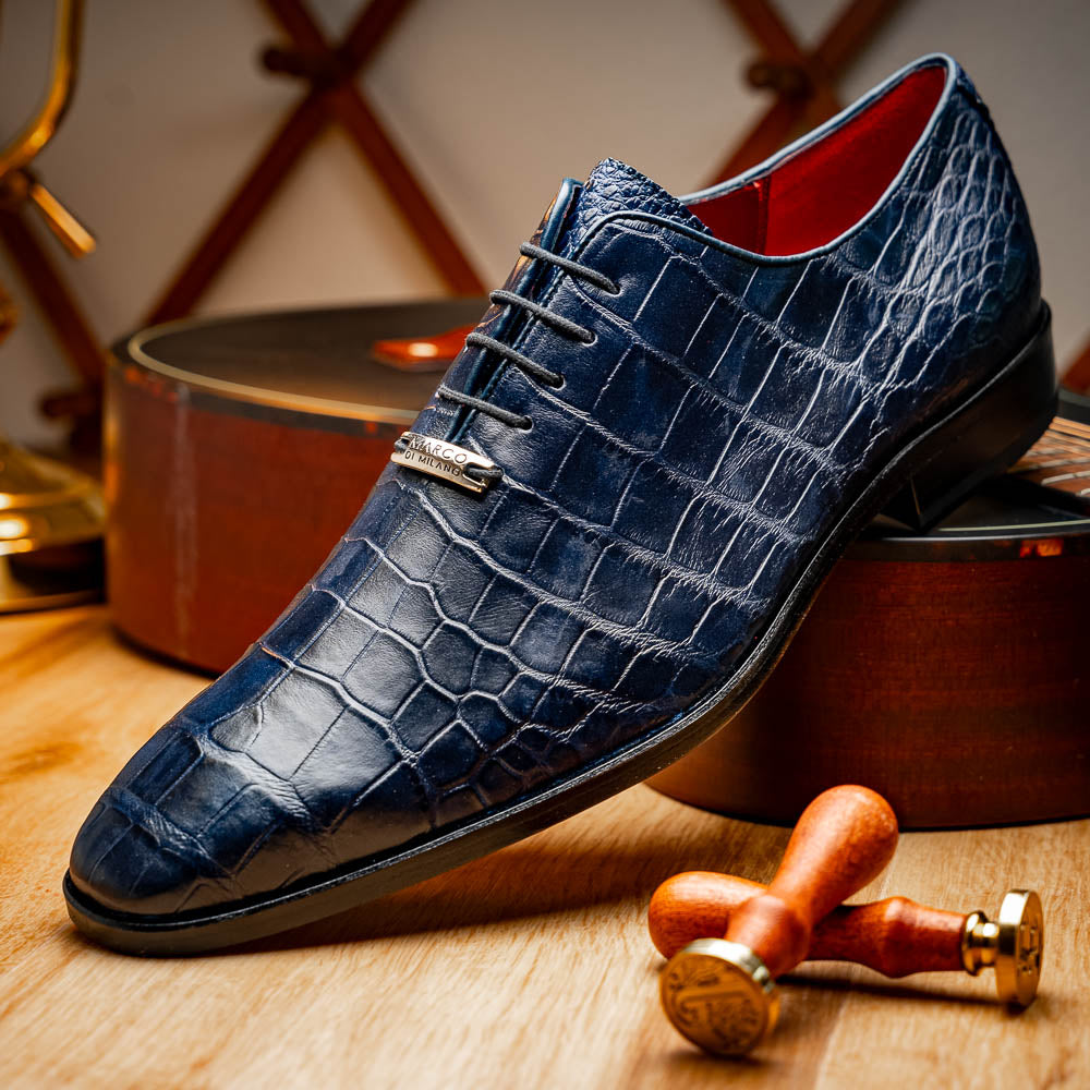 Men's Shoes Bono Genuine Alligator Oxford Navy