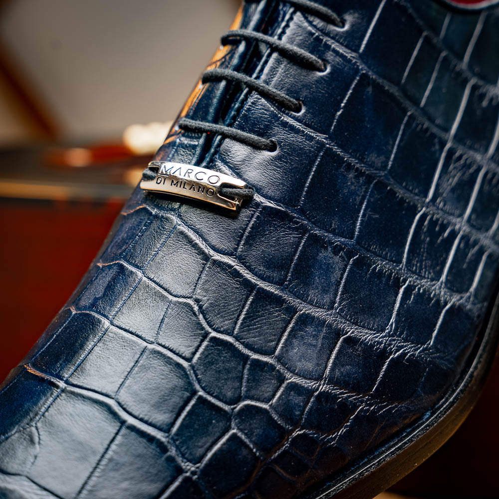 Men's Shoes Bono Genuine Alligator Oxford Navy