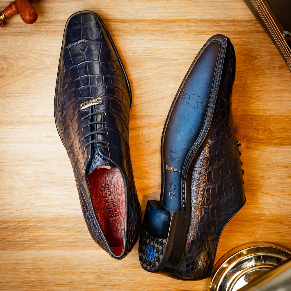 Men's Shoes Bono Genuine Alligator Oxford Navy