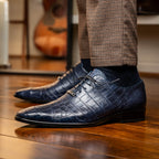 Men's Shoes Bono Genuine Alligator Oxford Navy
