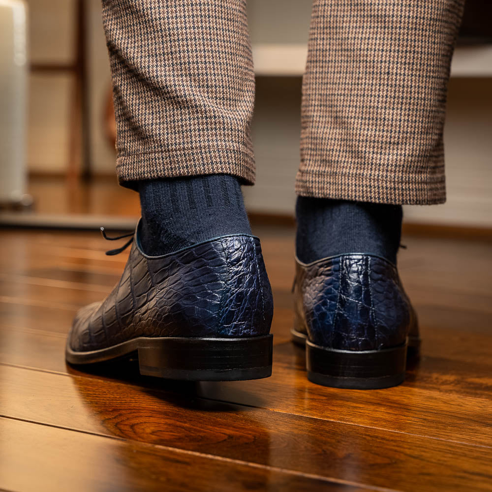 Men's Shoes Bono Genuine Alligator Oxford Navy