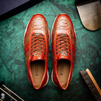 Brescia Snake And Classic Calfskin Fashion Sneaker Men's Antique Cognac