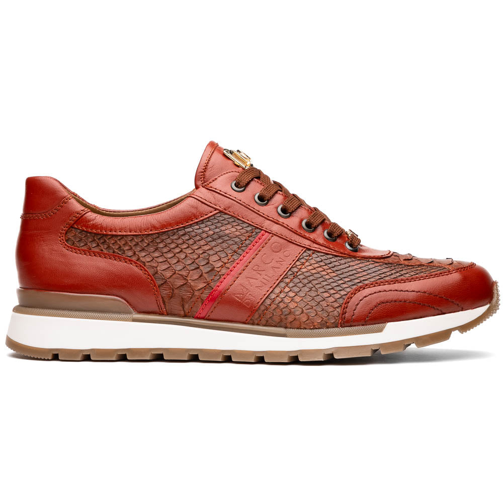 Brescia Snake And Classic Calfskin Fashion Sneaker Men's Antique Cognac