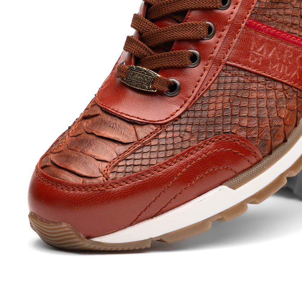 Brescia Snake And Classic Calfskin Fashion Sneaker Men's Antique Cognac