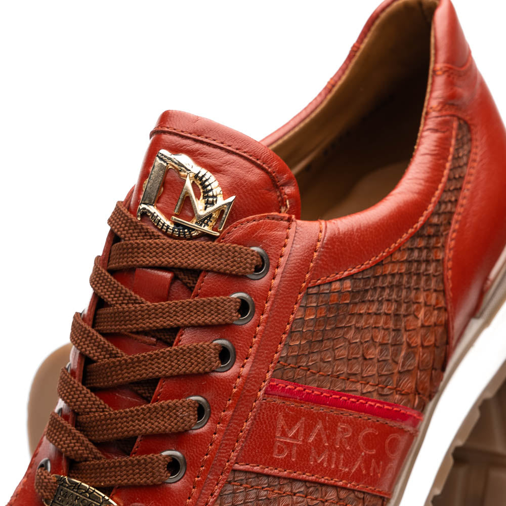 Brescia Snake And Classic Calfskin Fashion Sneaker Men's Antique Cognac