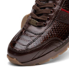 Brescia Snake and Classic Calfskin Fashion Sneaker Brown
