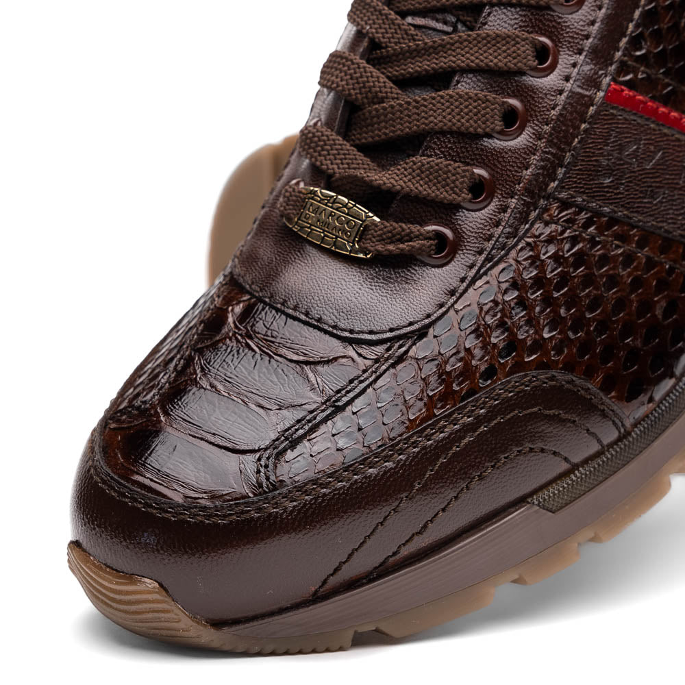 Brescia Snake and Classic Calfskin Fashion Sneaker Brown
