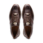 Brescia Snake and Classic Calfskin Fashion Sneaker Brown