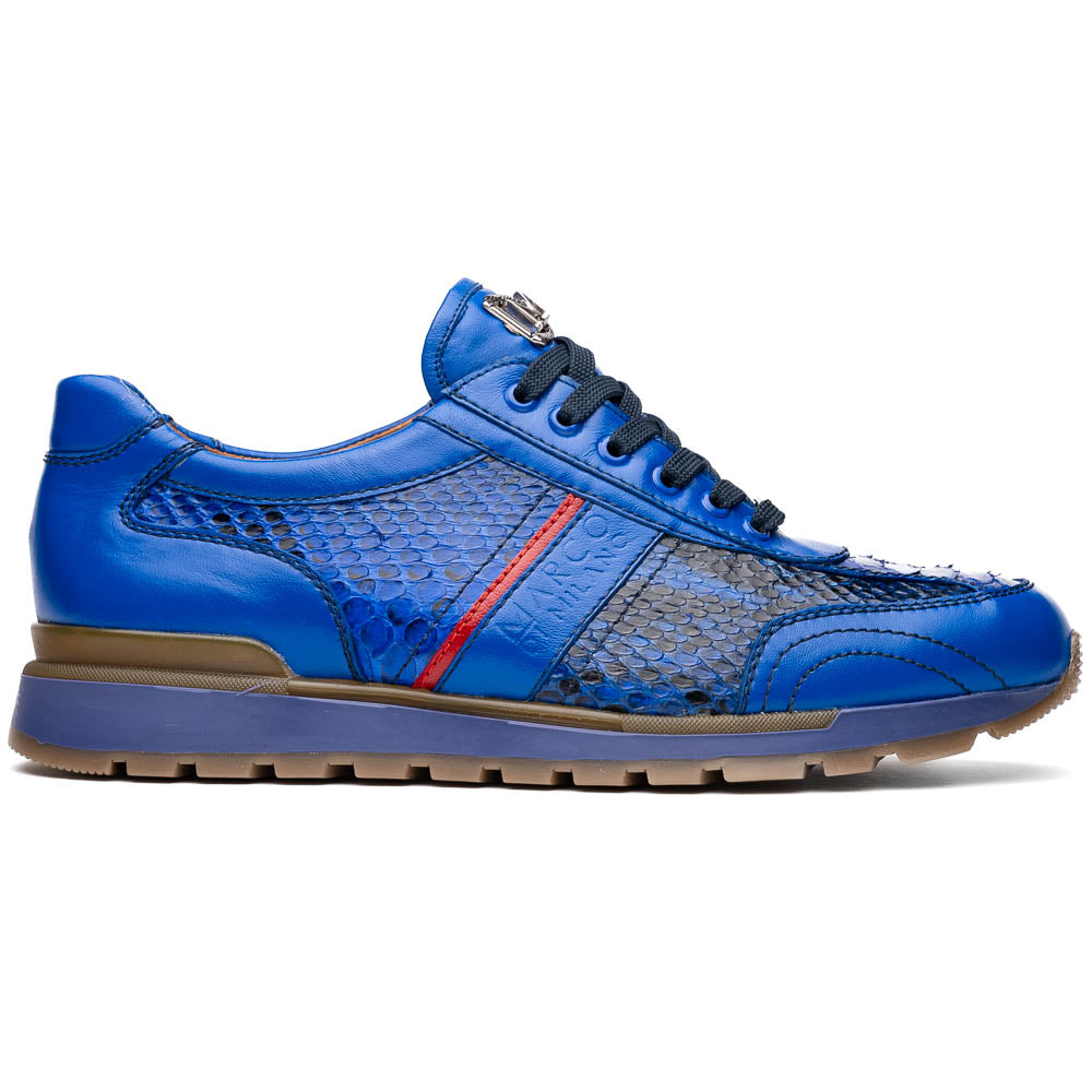 Brescia Genuine Snake and Calfskin Fashion Sneaker Electric Blue