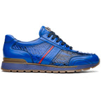 Brescia Genuine Snake and Calfskin Fashion Sneaker Electric Blue