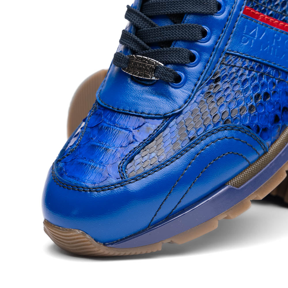 Brescia Genuine Snake and Calfskin Fashion Sneaker Electric Blue