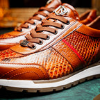 Brescia Genuine Snake and Calfskin Fashion Sneaker Honey