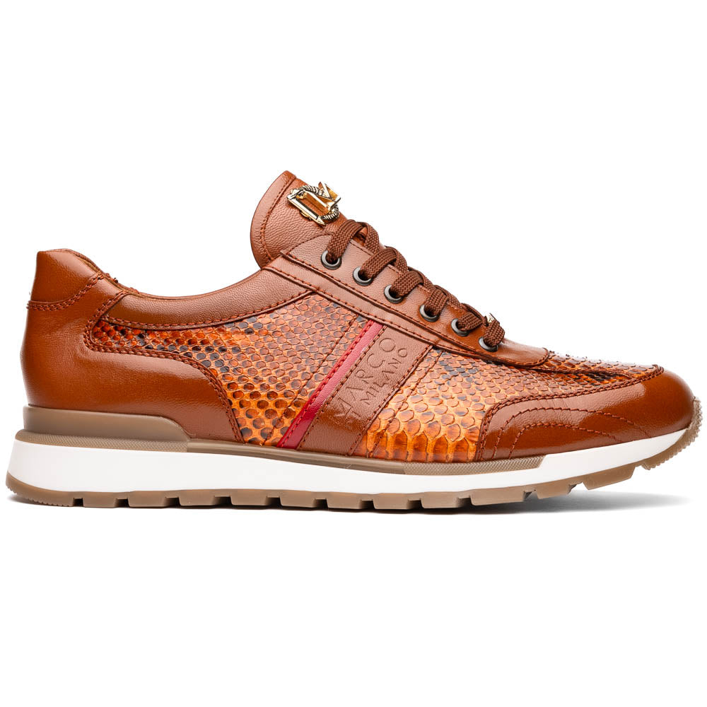 Brescia Genuine Snake and Calfskin Fashion Sneaker Honey
