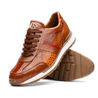 Brescia Genuine Snake and Calfskin Fashion Sneaker Honey