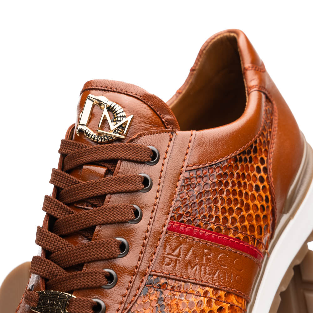 Brescia Genuine Snake and Calfskin Fashion Sneaker Honey
