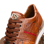 Brescia Genuine Snake and Calfskin Fashion Sneaker Honey