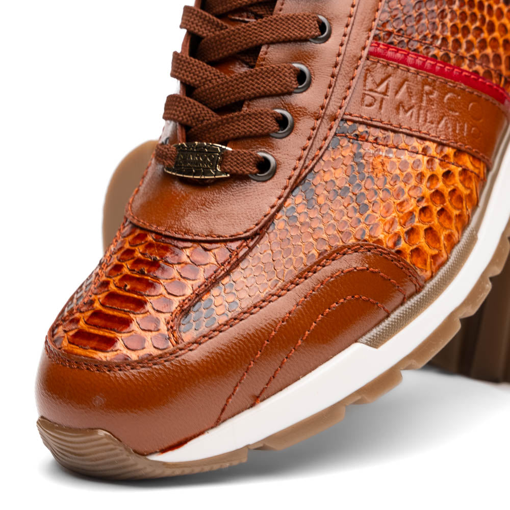 Brescia Genuine Snake and Calfskin Fashion Sneaker Honey