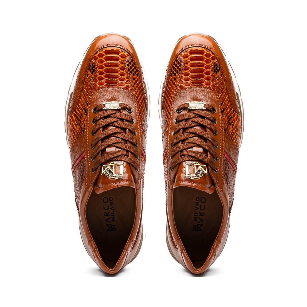 Brescia Genuine Snake and Calfskin Fashion Sneaker Honey