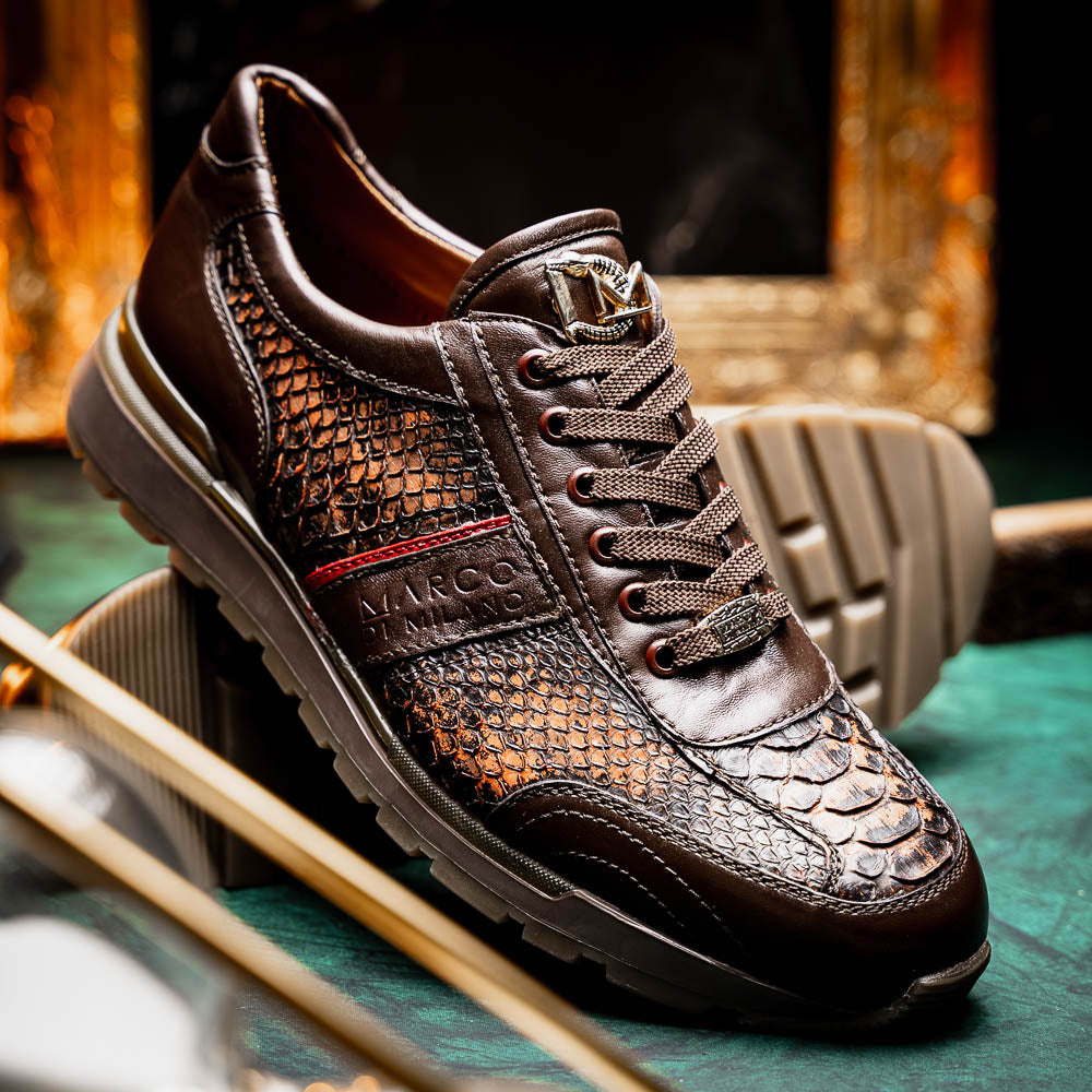 Brescia Washed Classic Calfskin Fashion Sneaker Men's Cognac