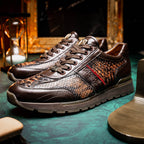 Brescia Washed Classic Calfskin Fashion Sneaker Men's Cognac
