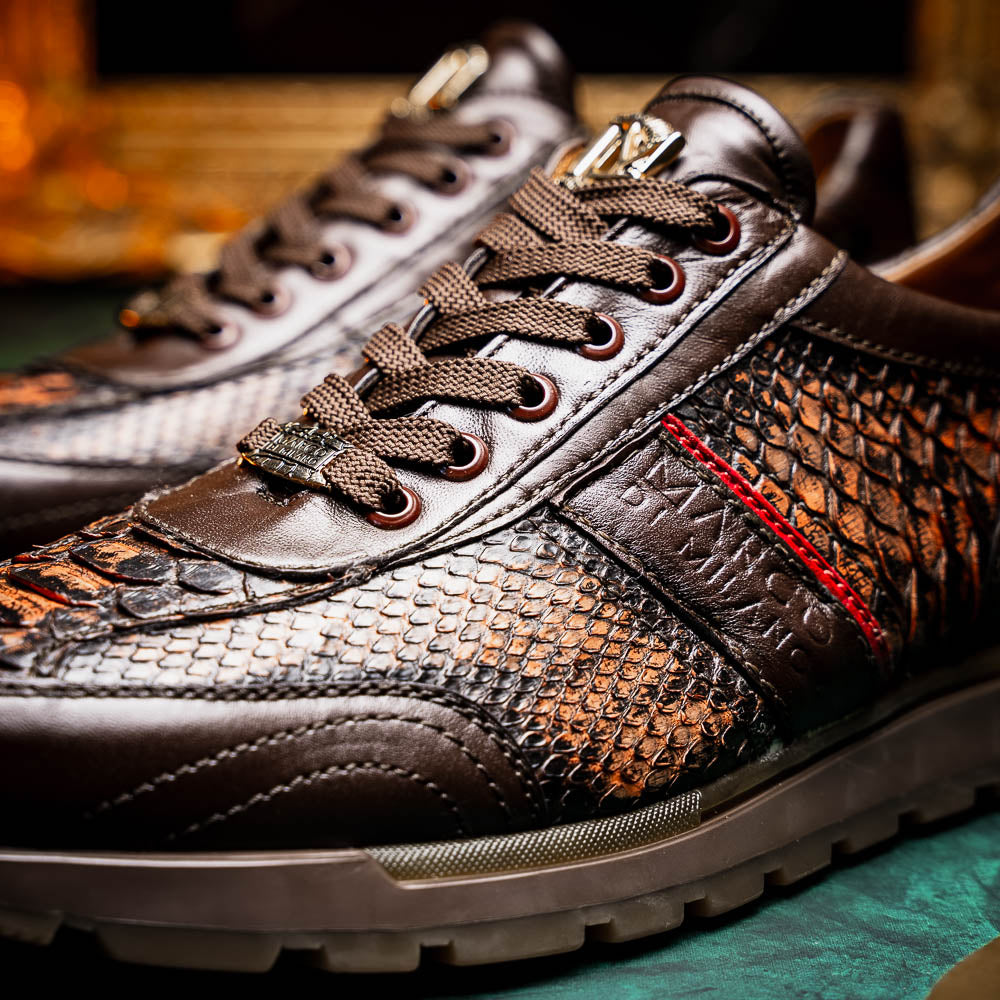 Brescia Washed Classic Calfskin Fashion Sneaker Men's Cognac